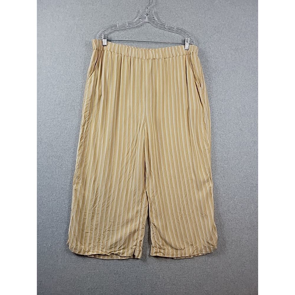 American Eagle Outfitters Yellow Striped Pull On Culotte Pants Women's Plus XXL